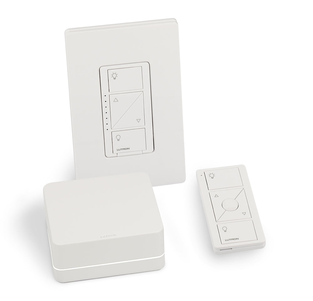 Lutron Caséta Smart Dimmer Switch Kit: Pro Smart Hub, In-Wall Dimmer, and Pico Remote | P-BDGPRO-PKG1W-C
