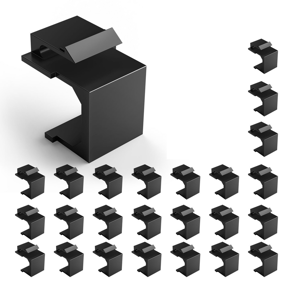 Product Marketing Image of Simply Secured SKU: JKB-WH by Vendor Grid Networking Product Keystone Jack Blank Inserts - 25-Pack, White | Filler Plates for Wall Plates & Patch Panels | JKB-WH