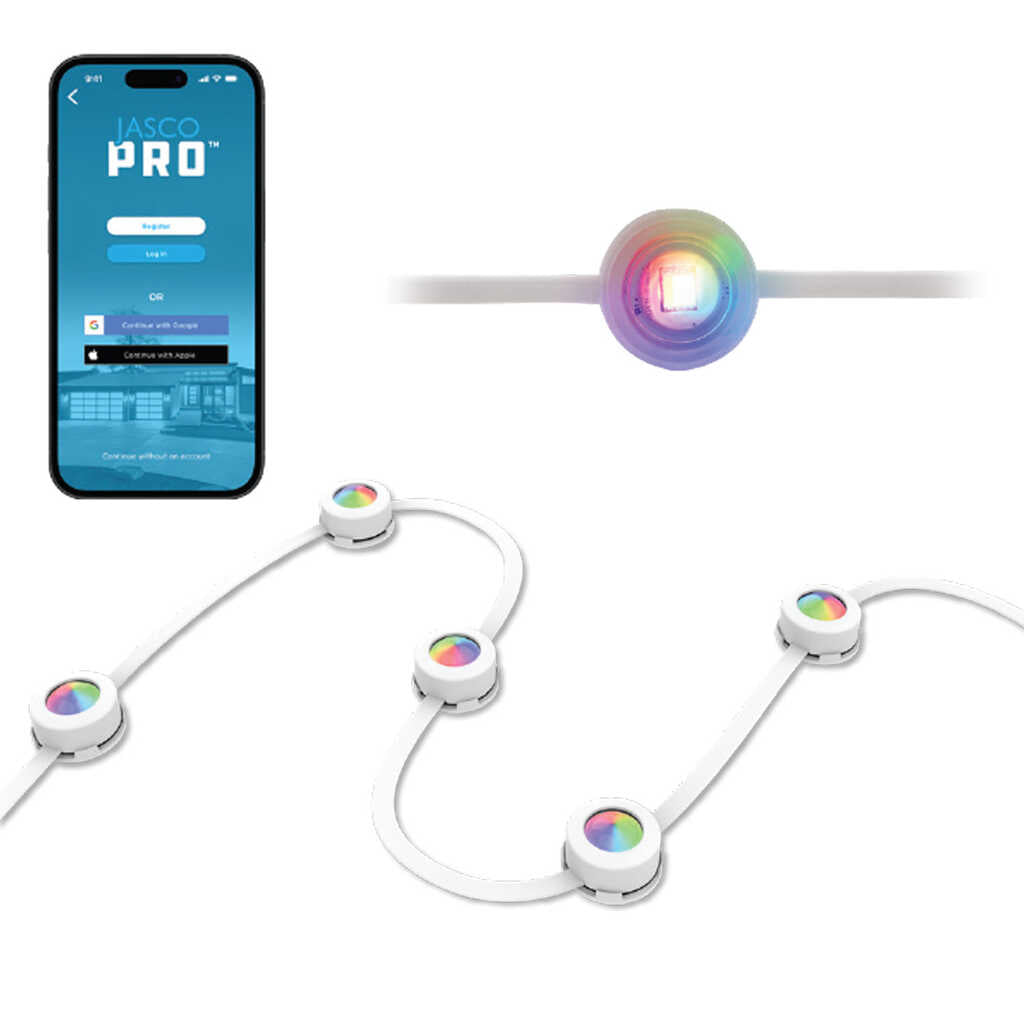 Product Display Visual of the SKU: '84430 for Marketing of theJascoPro Series Under Eave Light Add On Light Strand, 33ft, White | 84430