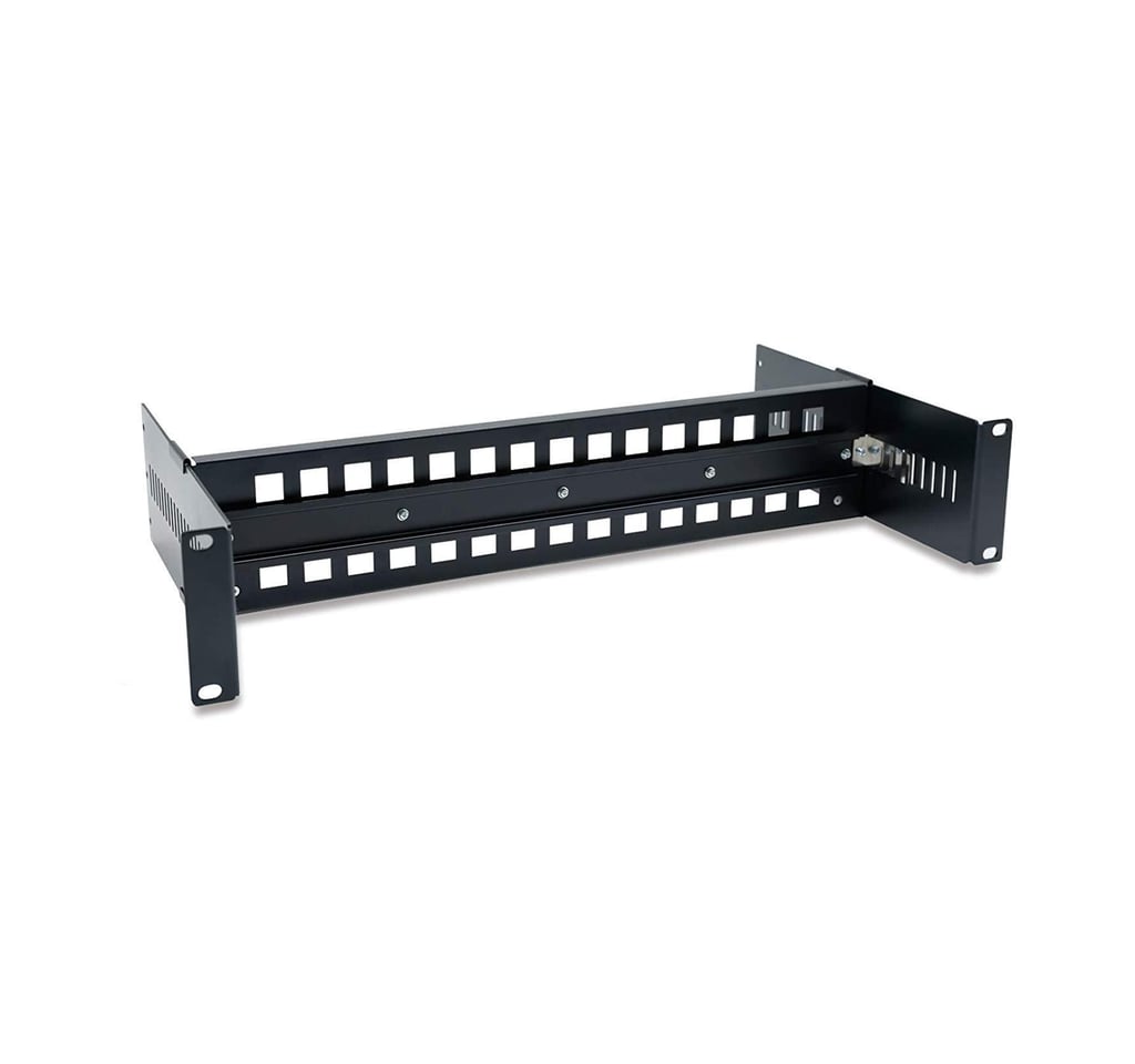 Product Marketing Image of Simply Secured SKU: POEJK-RMDIN by Vendor Grid Networking Product Grid 2U 19" Adjustable Rack-Mount DIN Rail Bracket Kit | For Industrial PoE Switches & Power Supplies | POEJK-RMDIN
