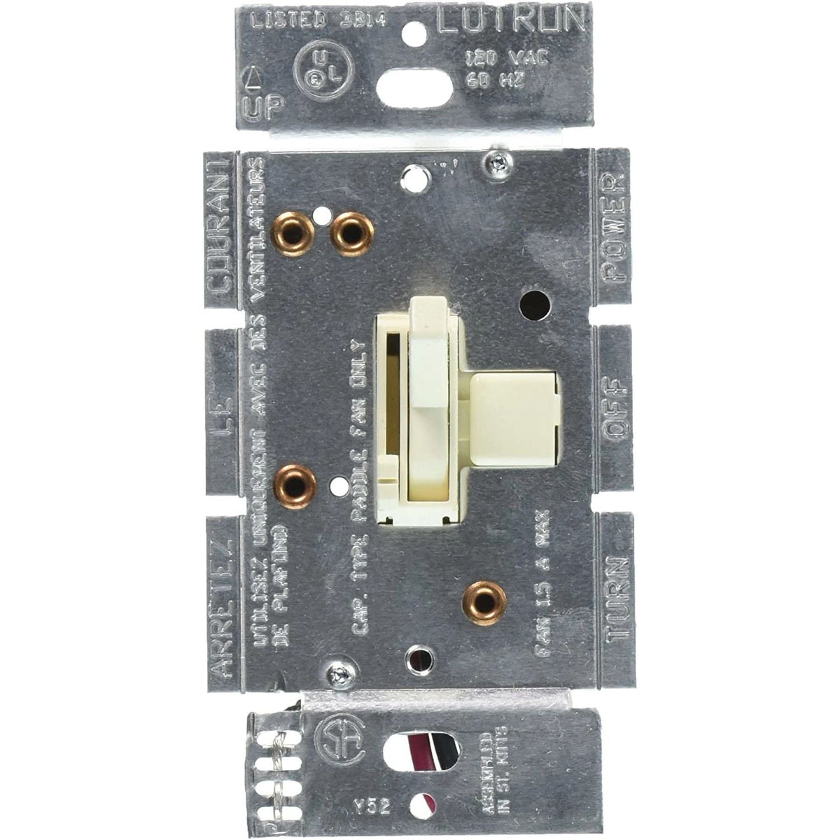 Lutron Ariadni Quiet 3-Speed Fan Control, 1.5A, Single Pole/3-Way | AYFSQ-F