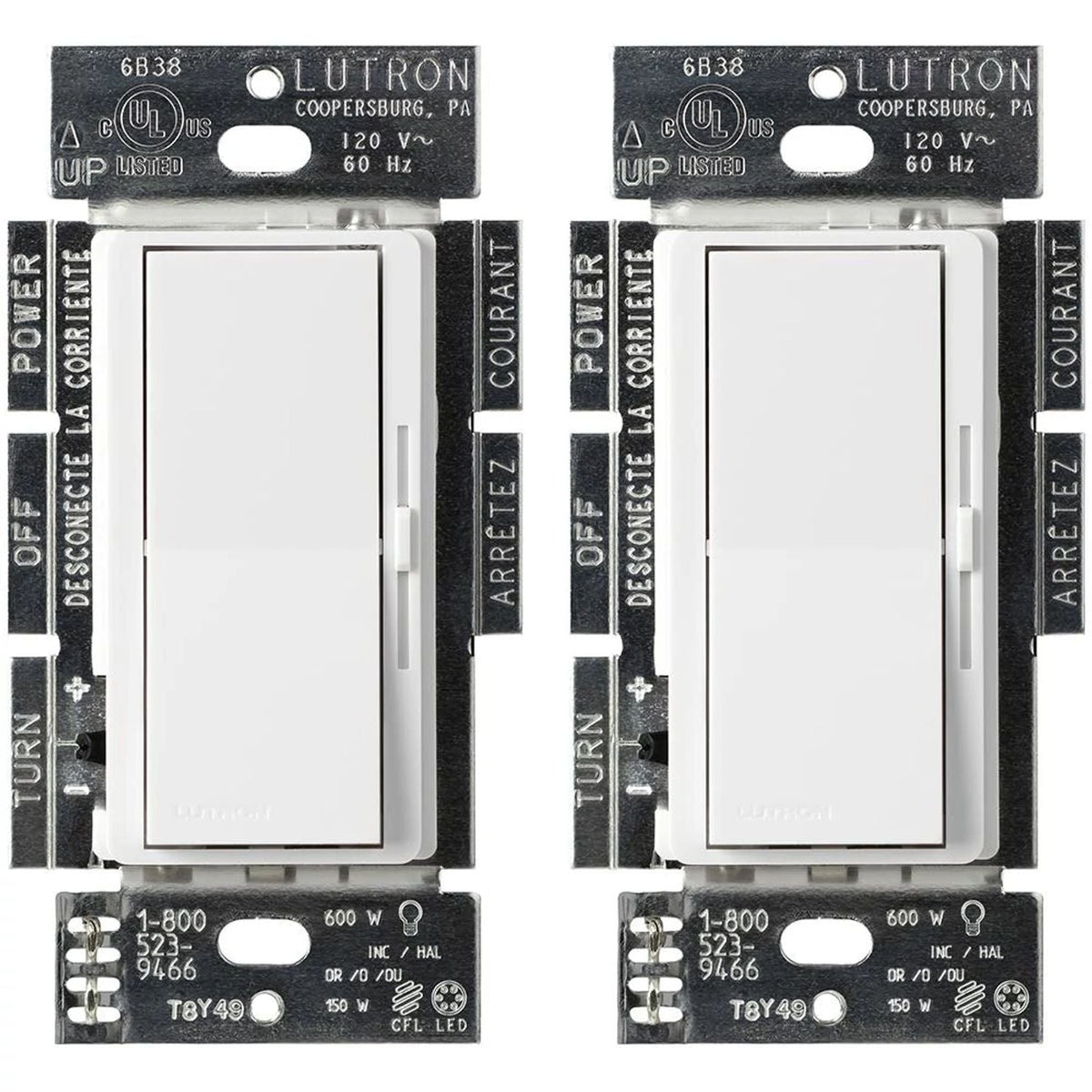 Lutron Diva LED+ Dimmer Switch - 2-Pack Value Bundle (White) | DVCL-153P-WH-2-C