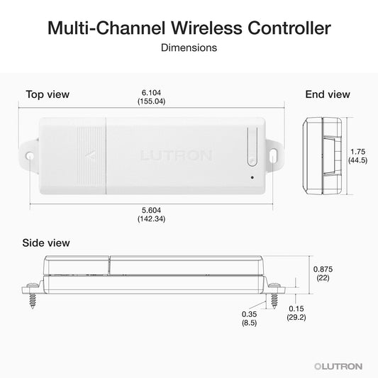 Lutron Lumaris multi-channel wireless controller wiring overview, SKU RRL-MWCL-WH