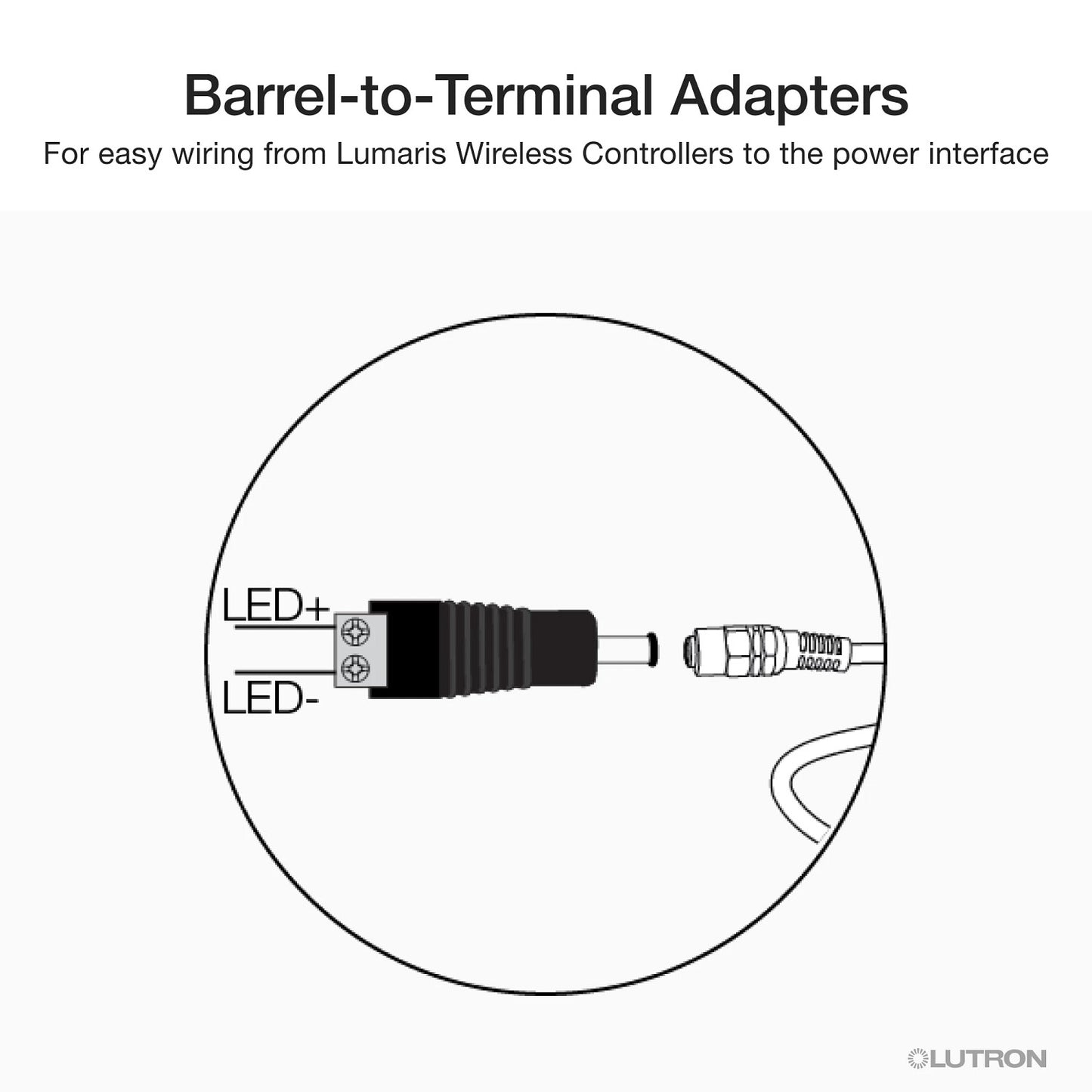 Lutron Lumaris barrel-to-terminal adapters 3-pack for wireless controllers, SKU LU-BP1