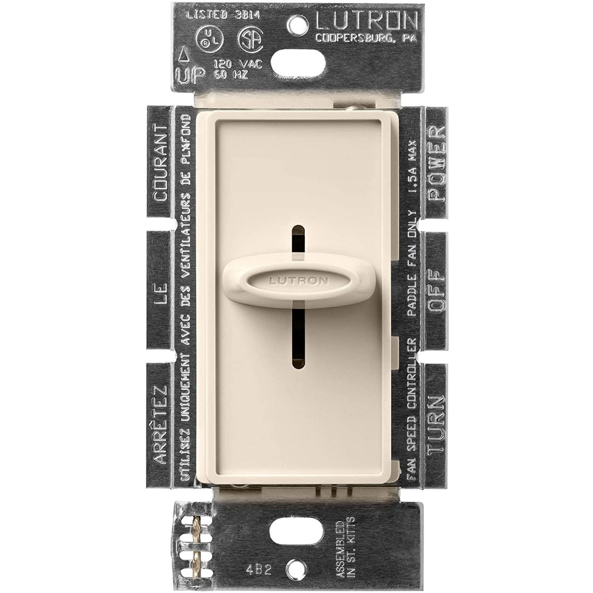 Lutron Skylark Quiet 3-Speed Fan Control 1.5A 120V - Single-Pole/3-Way | SFSQ-F