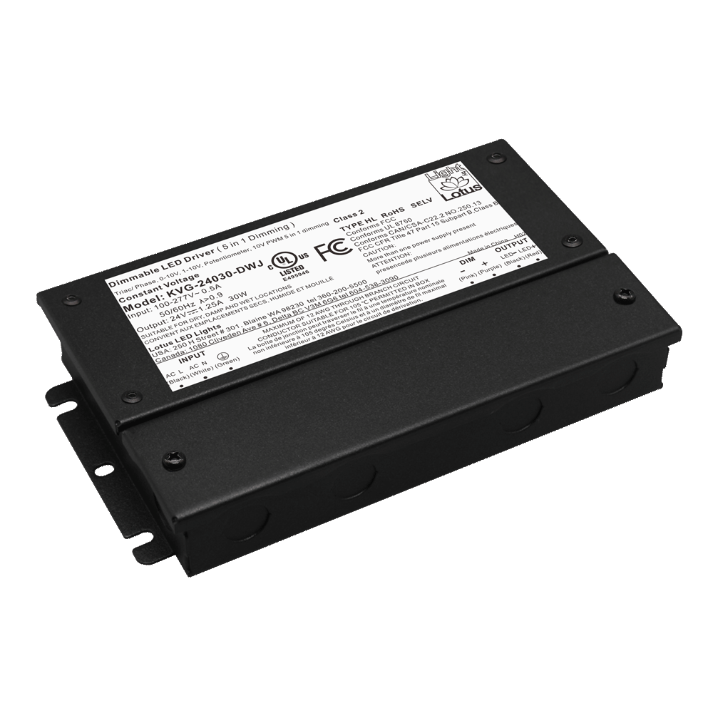 Lotus 24V Constant Voltage 30W Driver 5-in-1 Dimmable | KVG-24030-DWJ