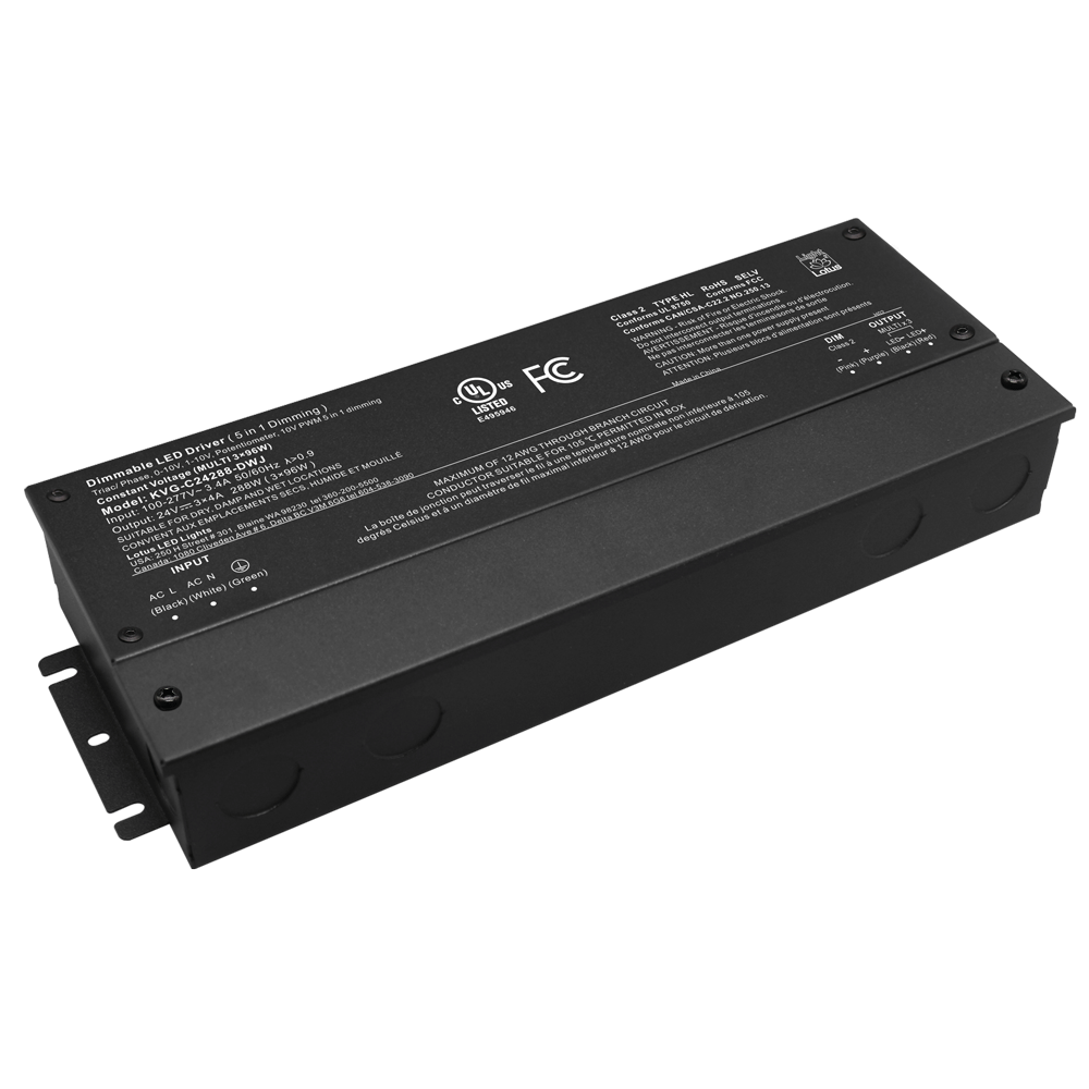 Product Display Visual of the SKU: KVG-C24288-DWJ for Marketing of theLotus 24V 288W 5-in-1 Dimmable Driver 120-277V Wet | KVG-C24288-DWJ