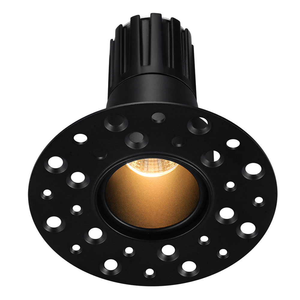Lotus Tangra L1F-RDI 1-inch fixed round deep-regressed invisible-trim LED downlight in Black finish; beam and CRI vary by selected SKU