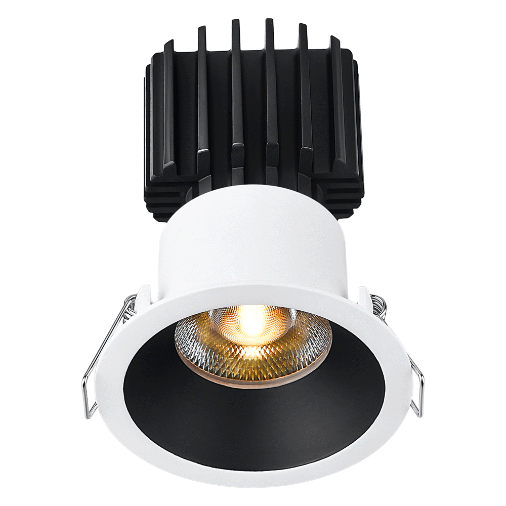 Tangra 3" Fixed Round Recessed Thin Trim White/Black | L3F-RRT-WB