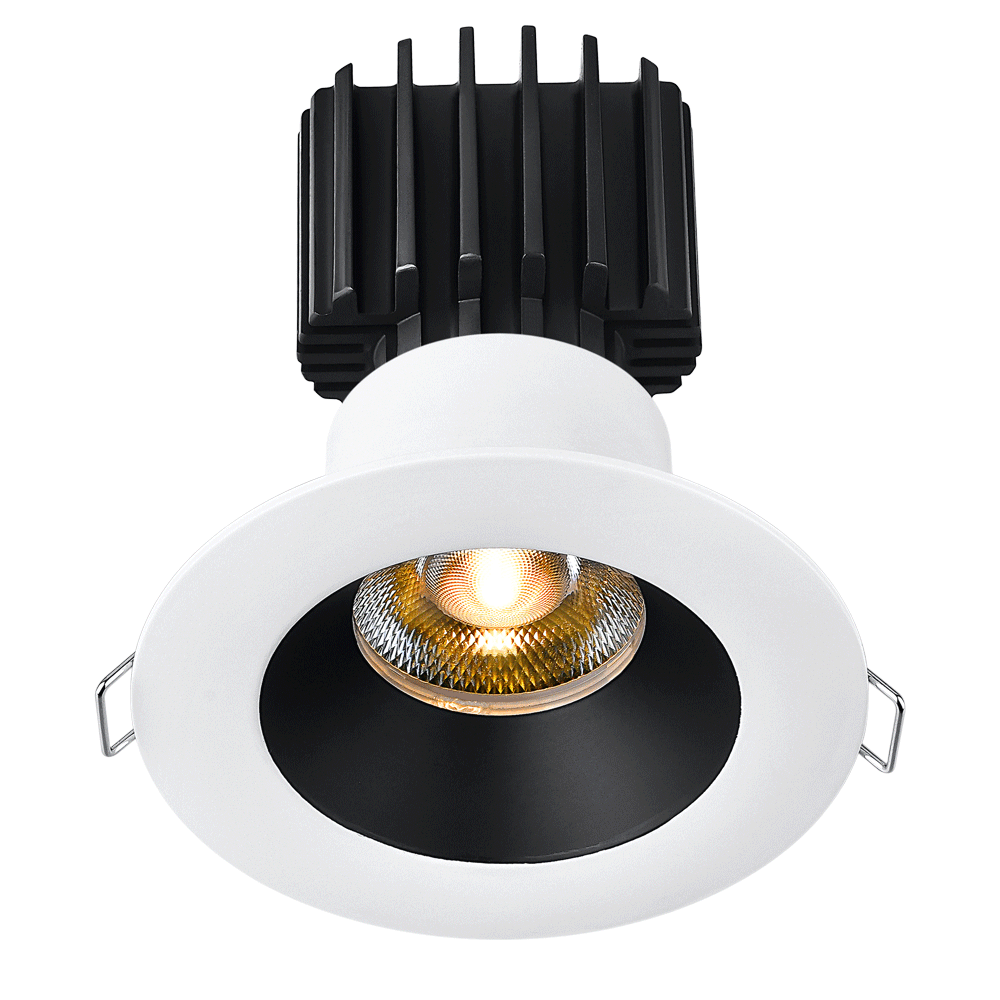 Tangra 3" Fixed Round Recessed Wide Trim White/Black | L3F-RRW-WB