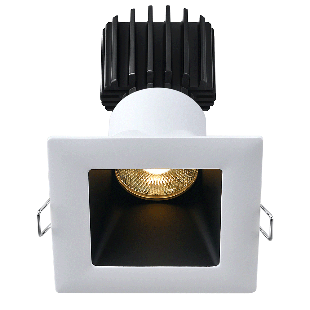 Lotus - Tangra 3" Fixed Square Deep Regressed Wide Trim White/Black | L3F-SDW-WB