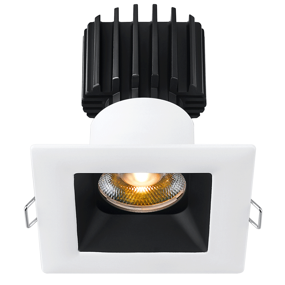 Lotus - Tangra 3" Fixed Square Recessed Wide Trim White/Black | L3F-SRW-WB