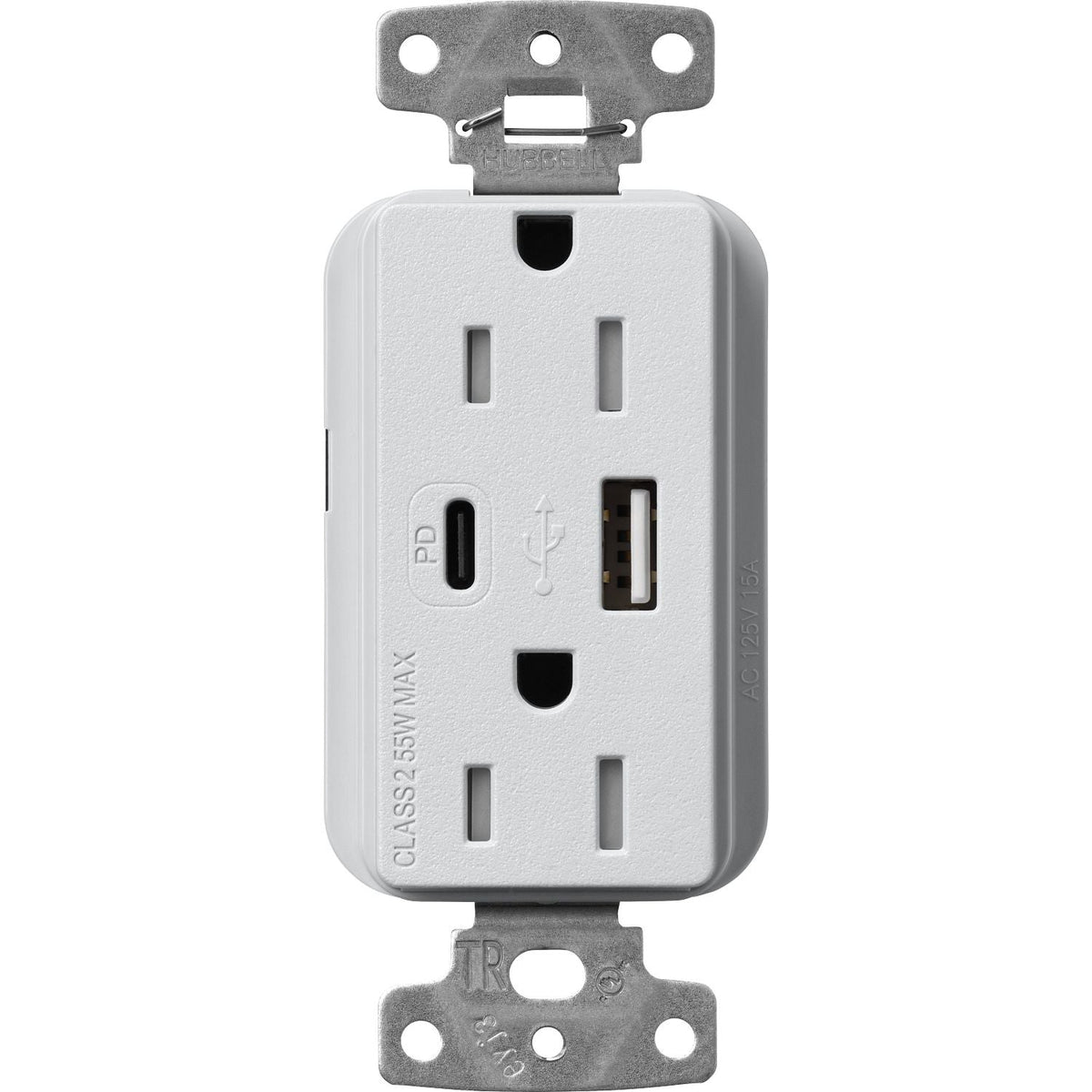 Lutron Claro 15A Tamper-Resistant Wall Outlet with Dual USB-C (55W PD) - Satin Finish | SCR-15-ACTR