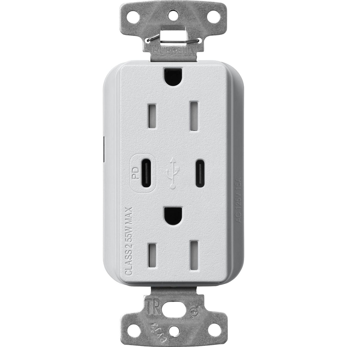 Lutron Claro 15A Tamper-Resistant USB Receptacle - 55W USB-C PD + Dual USB-C | SCR-15-CCTR