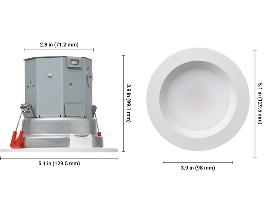 Lutron Lumaris 4 in canless downlight dimensions, SKU RRL-CD4WH-TW