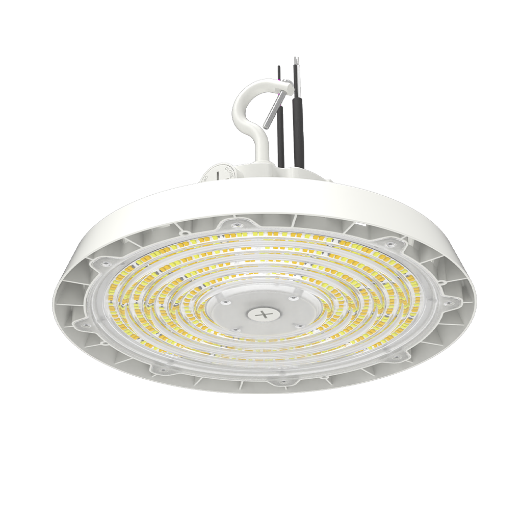 Orion - UFO Highbay R1 | BeamFlex™ Adjustable Beam Angle Technology: 60°/90°/120° | Selectable Wattage 80/100/120/160W | Up to 180LM/W | Selectable CCT 35/40/50K | 10FT Cord | 120-347V | 0-10V Dim — Color: White