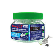 Standard Shielded (External Ground) Cat6 STP RJ45 Modular Plugs with Bar45™ Green Tint, Hi/Lo Stagger - 50pcs/Jar