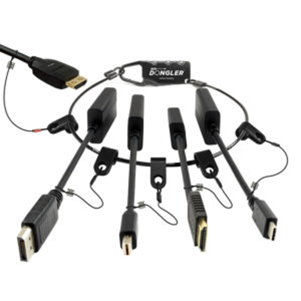 ProAV 4K Loaded Dongler: DP1.4, MDP1.4, USBTypeC, HDMI Port Saver, Source Harness, Dongler Ring, Boxed | DO-L001