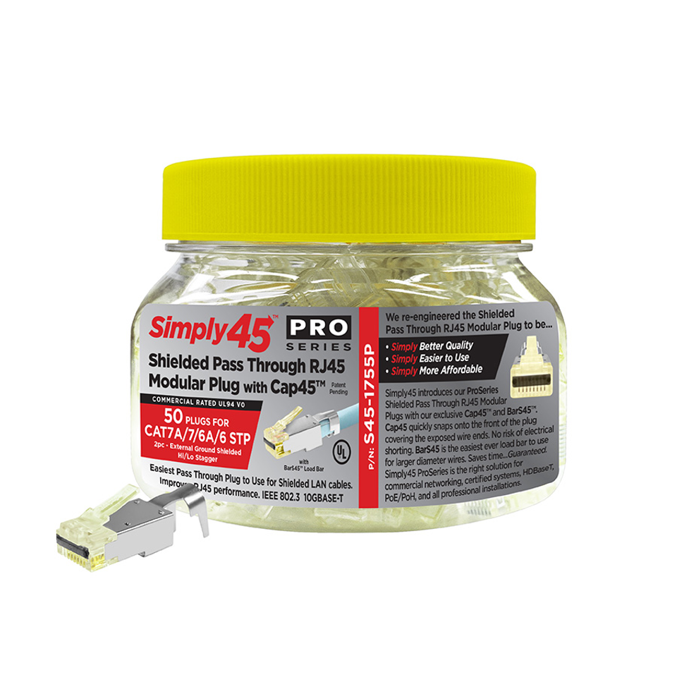 Simply45 Pass-Through RJ45 Connectors - representative product photo (from simply45-s45-1755p)