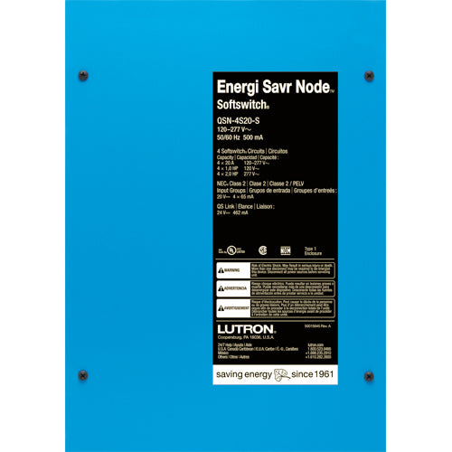Lutron Energi Savr Node 4-Zone 20A Softswitch Switching Controller | QSN-4S20-S