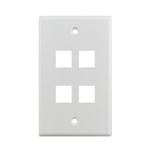 4-Port Keystone Wall Plate – White, 10-Pack | For Cat5e/Cat6/Cat6A Jacks | JKWP4-WH