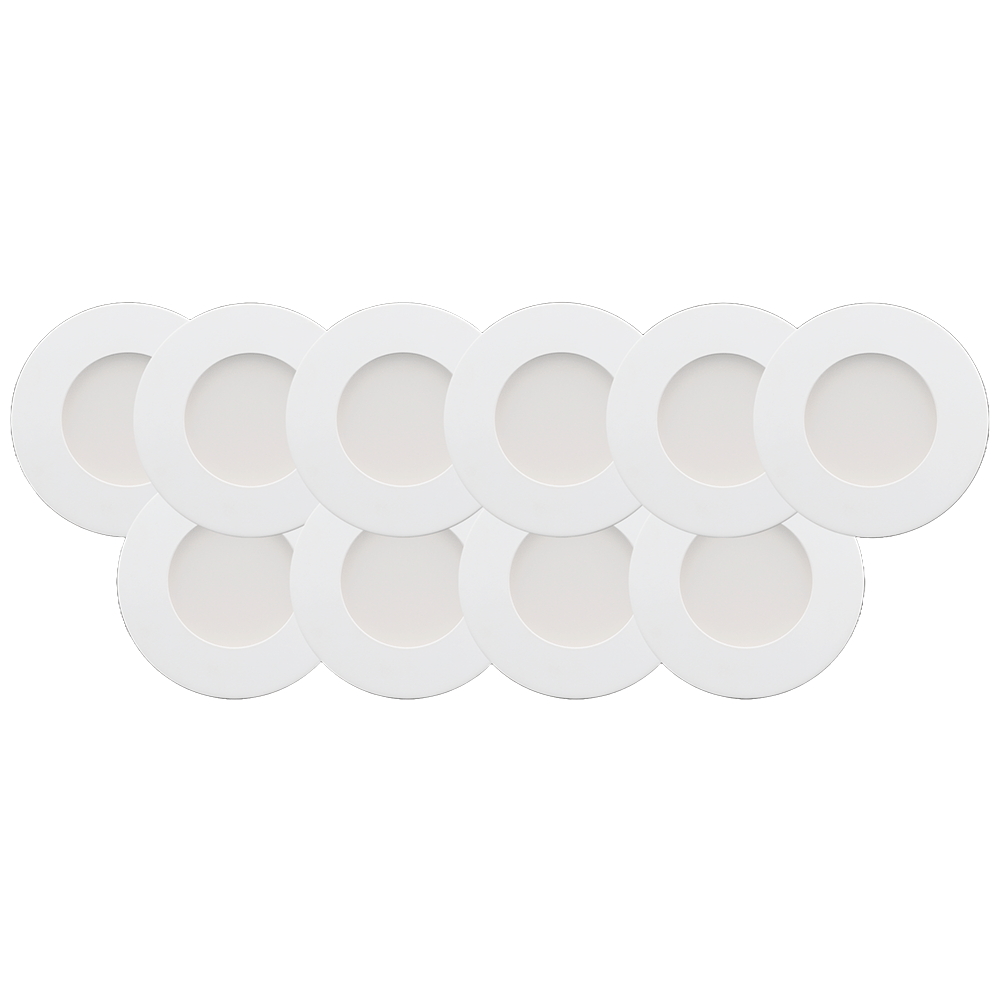 Lotus 10 Pack Ultra Slim LED Puck Light White Trim 2.2W | 10P-AD-107T