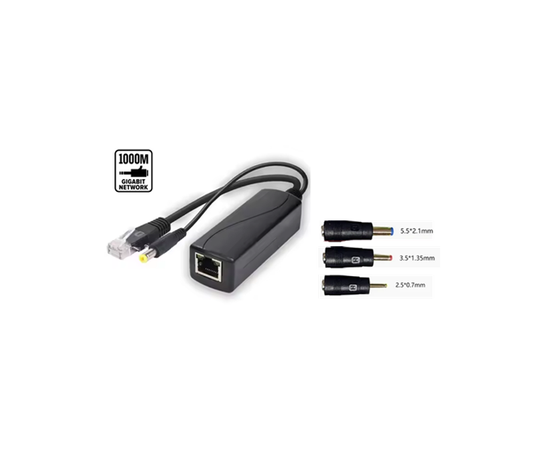Product Marketing Image of Simply Secured SKU: POEJK-S1230B by Vendor Grid Networking Product Gigabit PoE Splitter - 12V 3A Output (36W), 802.3af/at Input 42-57V (30W) | POEJK-S1230B