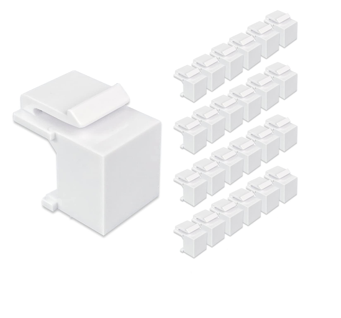 Keystone Jack Blank Inserts - 25-Pack, White | Filler Plates for Wall Plates & Patch Panels | JKB-WH