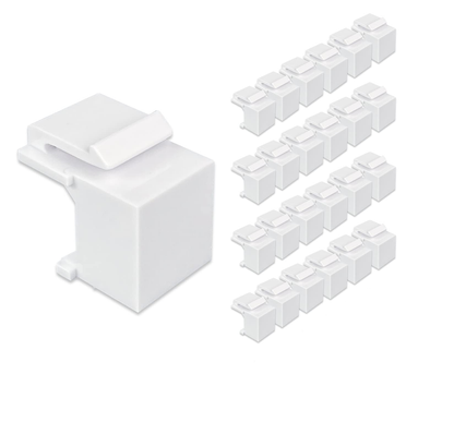 Keystone Jack Blank Inserts - 25-Pack, White | Filler Plates for Wall Plates & Patch Panels | JKB-WH
