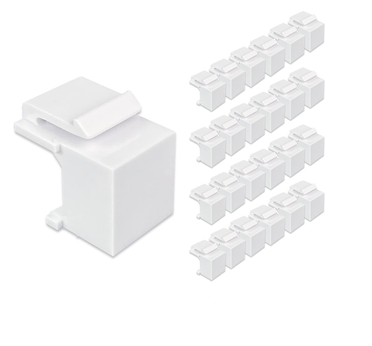 Keystone Jack Blank Inserts - 25-Pack, White | Filler Plates for Wall Plates & Patch Panels | JKB-WH