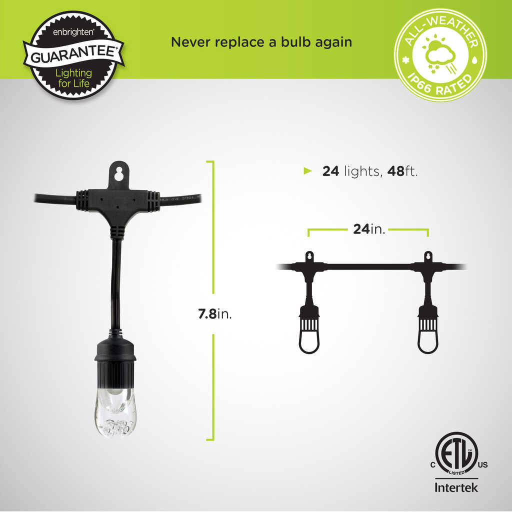 Enbrighten Classic LED Cafe Lights, 48ft | 31664