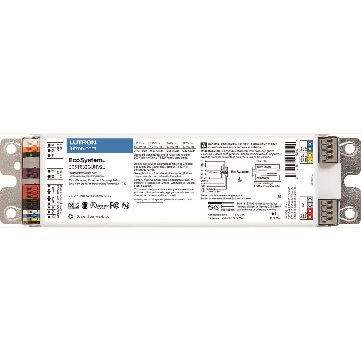 Lutron EcoSystem Digital Ballast 5-Input Dimming | EC5T5 & EC5T8