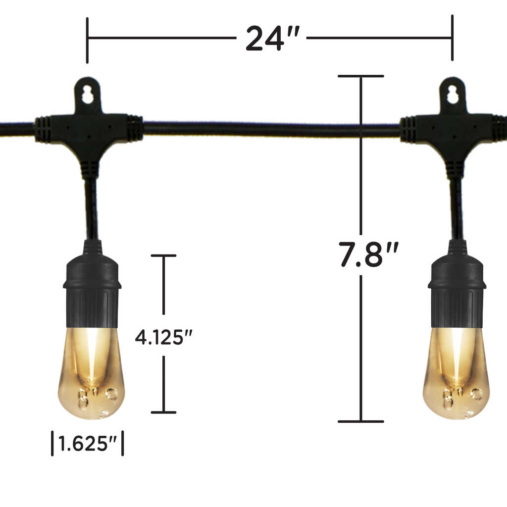 Enbrighten Vintage LED Cafe Lights, 12 Bulbs, 24ft | 35629