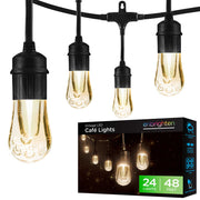 Enbrighten Vintage LED Cafe Lights, 24 Bulbs, 48ft | 35631