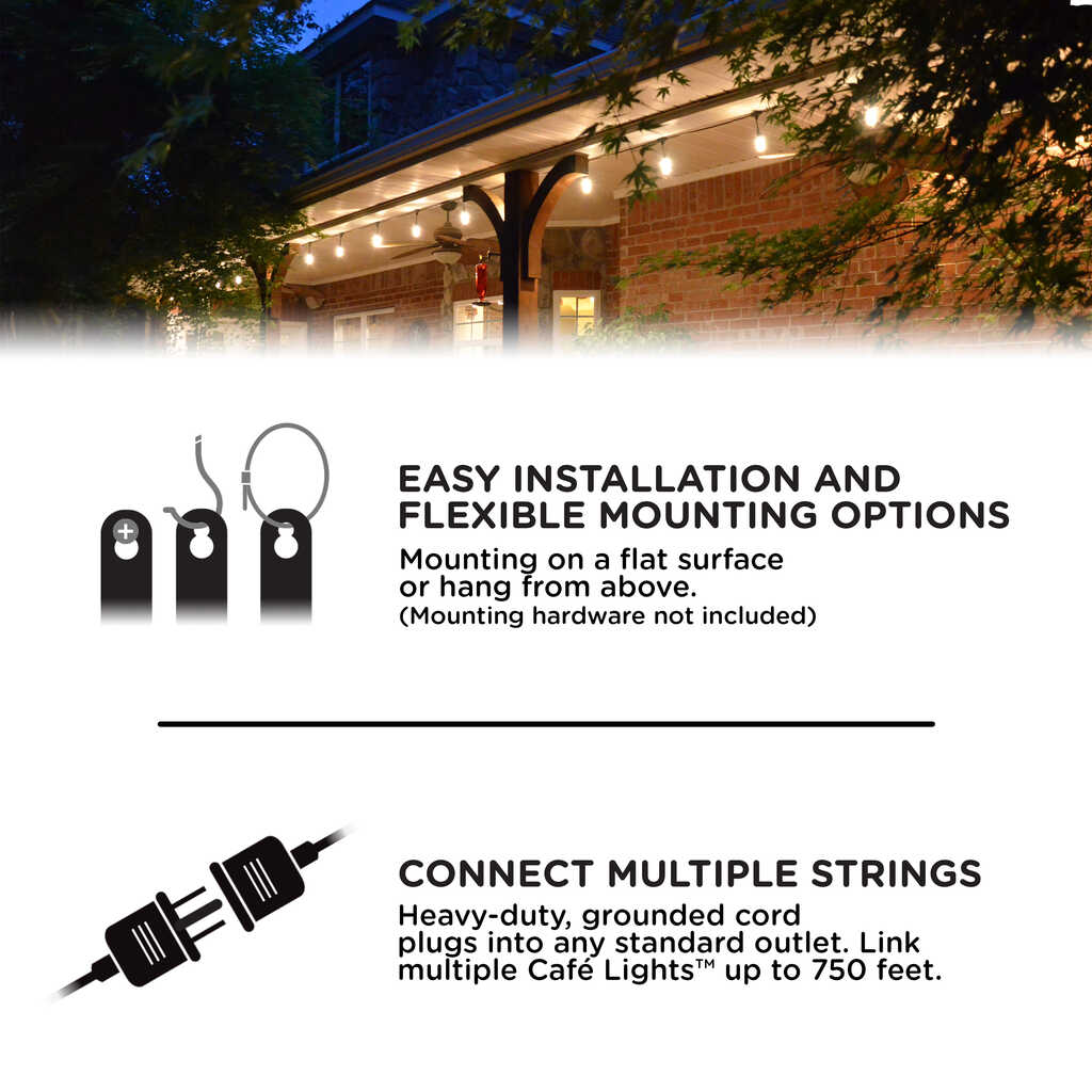 Enbrighten Vintage LED Cafe Lights, 24 Bulbs, 48ft | 35631