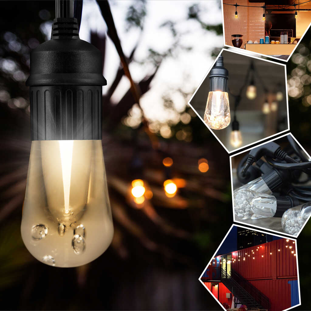 Enbrighten Vintage LED Cafe Lights, 24 Bulbs, 48ft | 35631