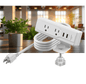 Clamp-On Desk Power Outlet - 2 AC Outlets + 2 USB Ports, White, Integrated Power Cord | DMS-001