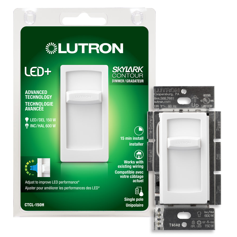 Lutron Skylark Contour Slide-to-Off LED+ Dimmer 150W LED - Single-Pole | CT-150