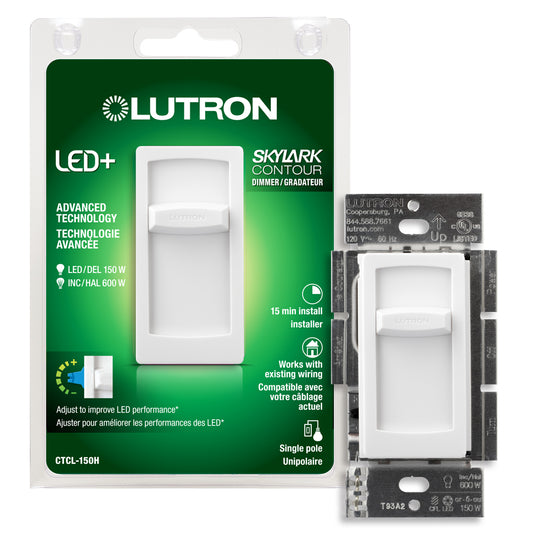 Lutron Skylark Contour Slide-to-Off LED+ Dimmer 150W LED - Single-Pole | CT-150