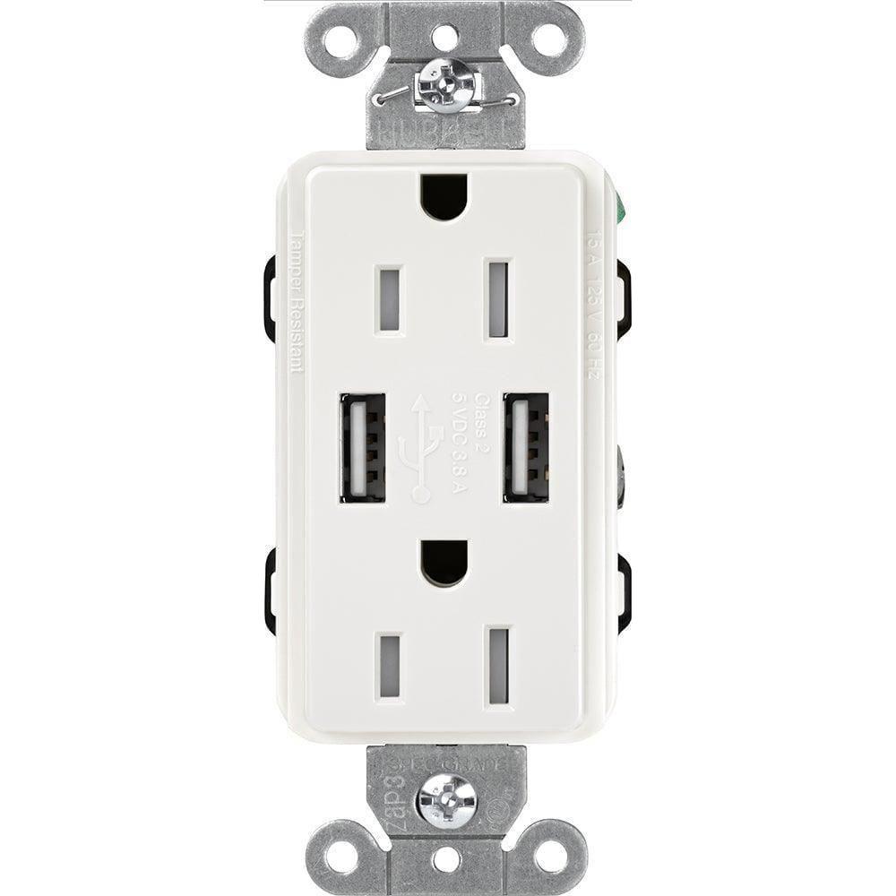 Lutron Tamper-Resistant USB Receptacles - 15A 125V | CAR-15-UBTR-XX