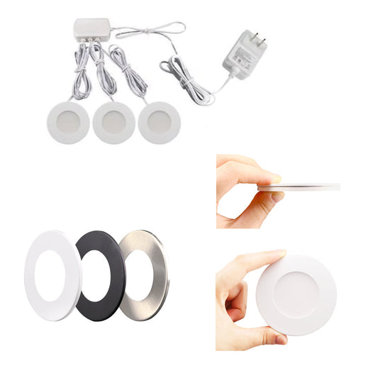 Product Display Visual of the SKU: 3P-AD107T-3K for Marketing of theLotus Puck LED 3" LED (includes 3 trim colours) | AD-107T-3K 12 Volt