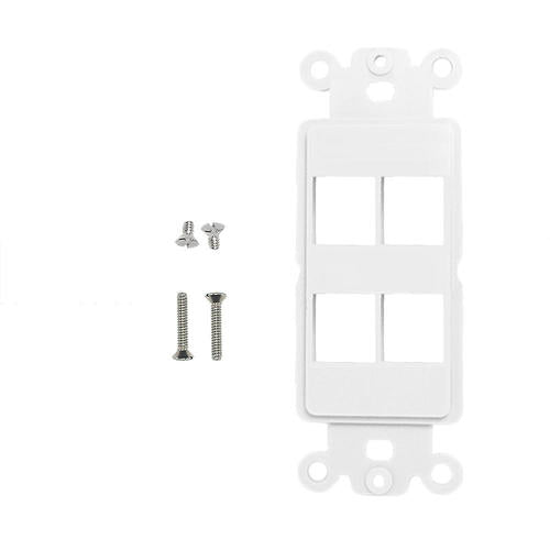 Product Marketing Image of Simply Secured SKU: POEJKDS4-WH by Vendor Grid Networking Product 4-Port Keystone Decorator Strap - White, Fits Single-Gang Decora Wall Plates | POEJKDS4-WH
