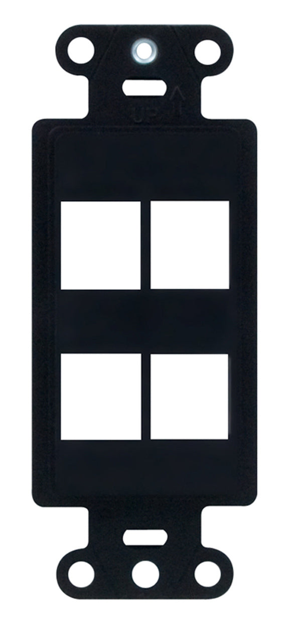 Product Marketing Image of Simply Secured SKU: POEJKDS4-BK by Vendor Grid Networking Product 4-Port Keystone Decorator Strap - Black, Fits Single-Gang Decora Wall Plates | POEJKDS4-BK