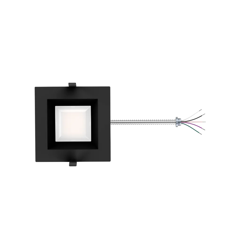 Reno Zeta - 4" Square Commercial Downlight - Selectable Wattage 8/10/14/16W - Selectable CCT 2700/3000/3500/4000/5000K - 120-347V - 3-in-1 Dimming | RENO-DL4-MW-DV-MCCT-SQ