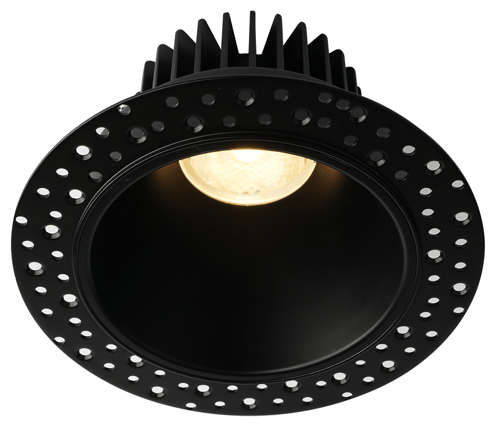 Lotus LD4R 15W 4-inch invisible trim deep regressed LED downlight with black reflector