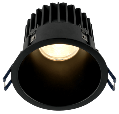 Lotus LD4R 15W 4-inch deep regressed LED downlight with black reflector and black Thin Trim