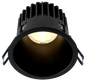 Lotus LD4R 15W 4-inch deep regressed LED downlight with black reflector and black Thin Trim