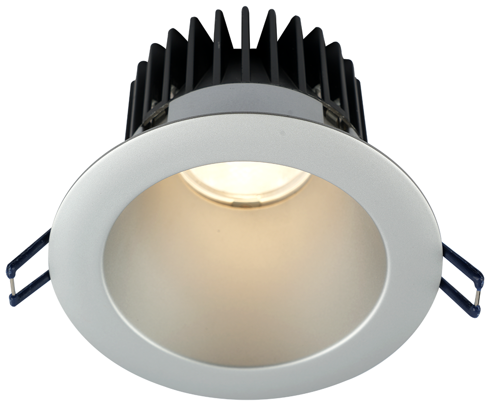 Lotus LD4R-HO 18W high-output 4-inch deep regressed LED downlight with silver reflector and silver trim