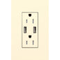 Lutron New Architectural 15A Tamper-Resistant USB-A Duplex Receptacle, Self-Testing, Wall Plate Included, Matte Finish |  NTR-15-UBTR