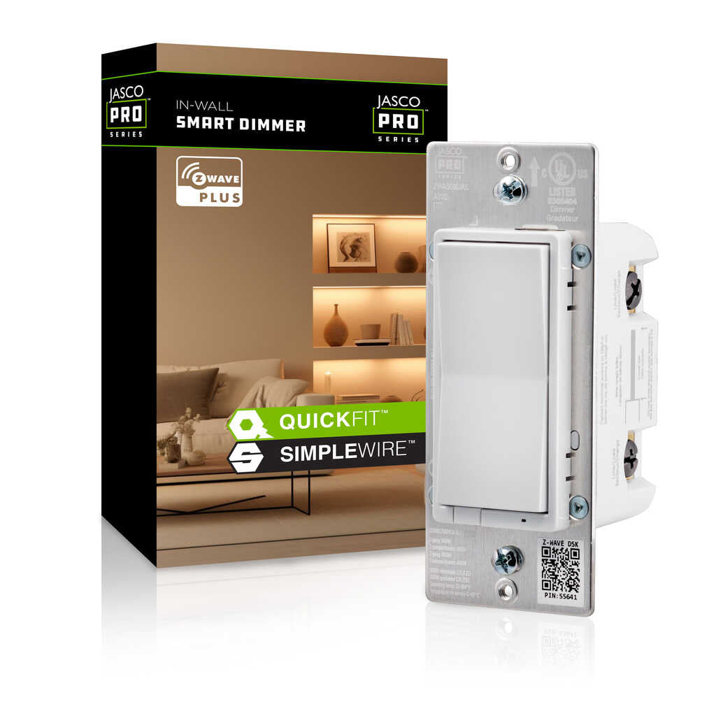 Jasco Z-Wave Plus In-Wall Smart Dimmer, White and Light Almond Paddles, 700S | 59383